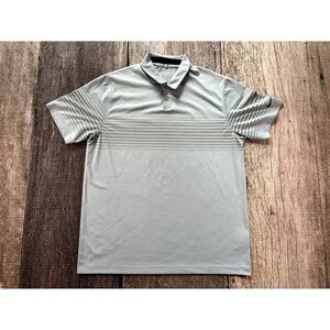 Nike Golf Tour Performance Dri Fit Grey Striped Polo Shirt Mens Large Dri-Fit